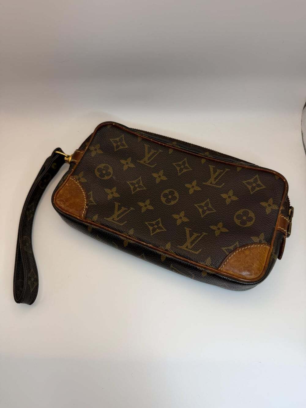 Vintage Louis Vuitton Marly Dragonne GM Monogram Wristlet Clutch Bag France LV P